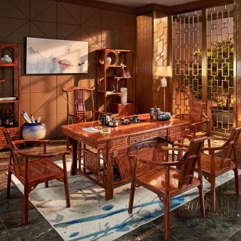 善心悦木 红木家具 非洲花梨(学名:刺猬紫檀)实木茶桌椅组合客厅家具