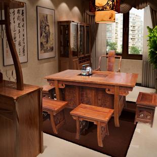 红木家具缅甸花梨茶桌实木功夫茶桌椅组合明清古典泡茶桌茶几茶台