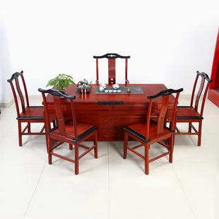 红木家具 茶桌椅组合 花梨木仿古实木茶台泡茶功夫茶几宝鼎